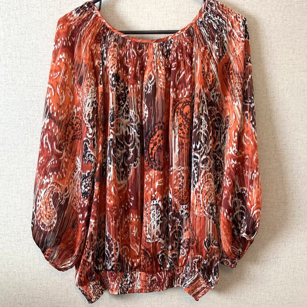 Rafaella Women's XL Orange, Black and White Blouse